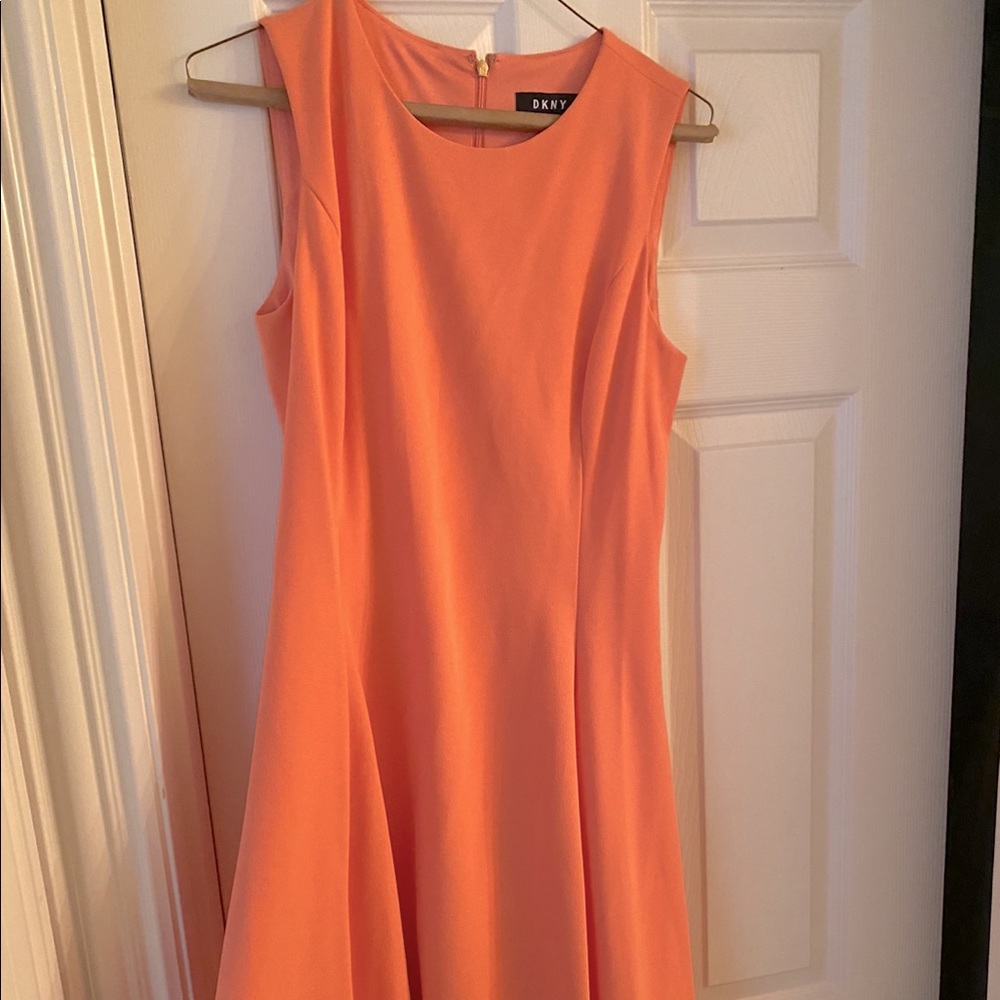 DKNY - Fit and Flare Dress, Peach Pink, Size 4 US
